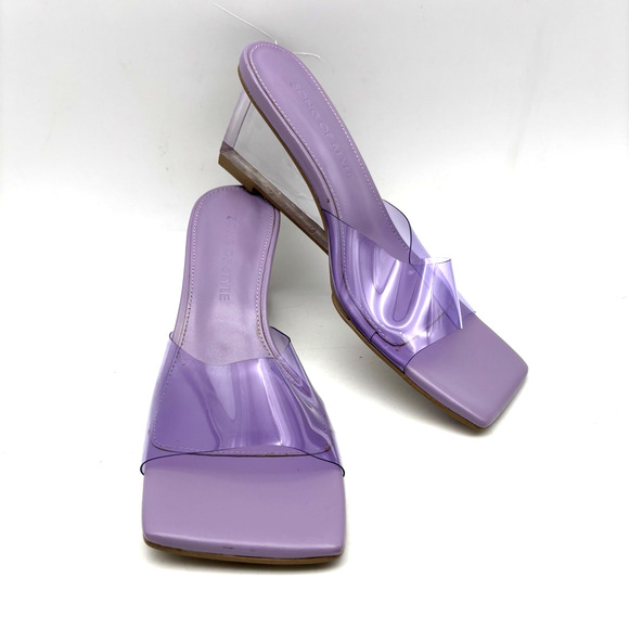 NEW Deadstock Song of Style Studio Wedge Purple Leather Clear Jelly Sandal 7